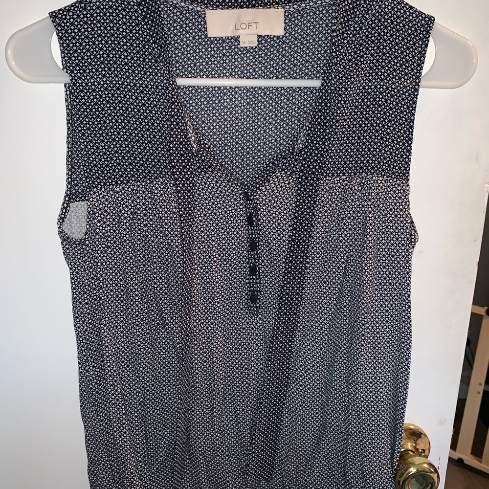 Loft Button Tie Tank Blouse